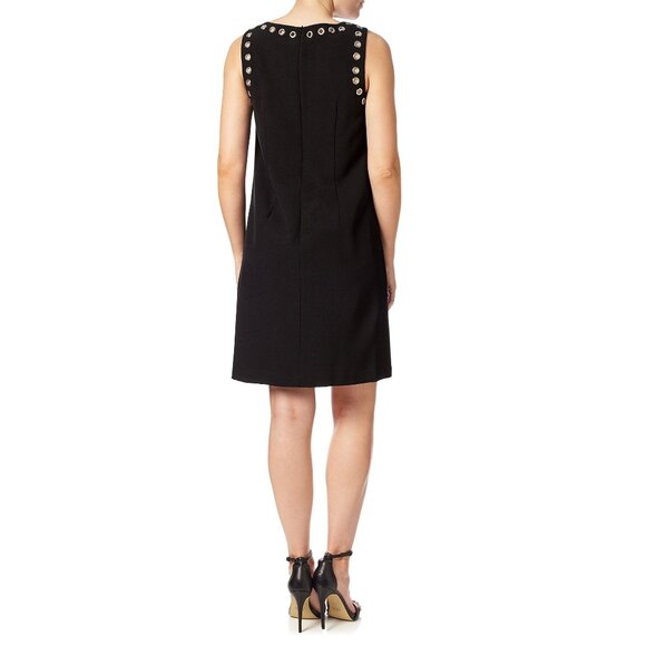 🆕 Adrianna Papell Grommet Studded Shift Dress 6 Black - Picture 5 of 13